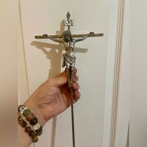 Large Vintage Heavy Brass Crucifix Wall Cross 12" INRI Jesus Germany